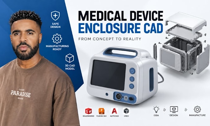 medical equipment enclosure cad, medical device housing, 3d cad modeling