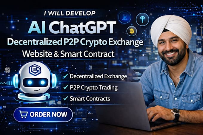 build ai powered decentralized p2p crypto exchange website, erc20 smart contract