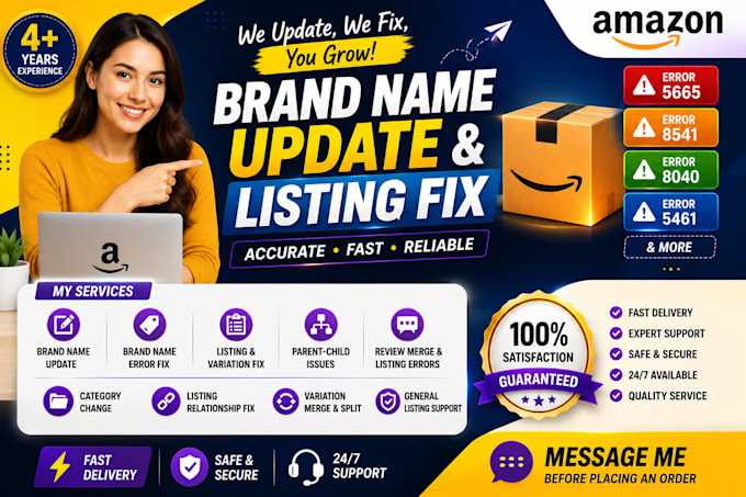change amazon listing brand name or fix brand name issues
