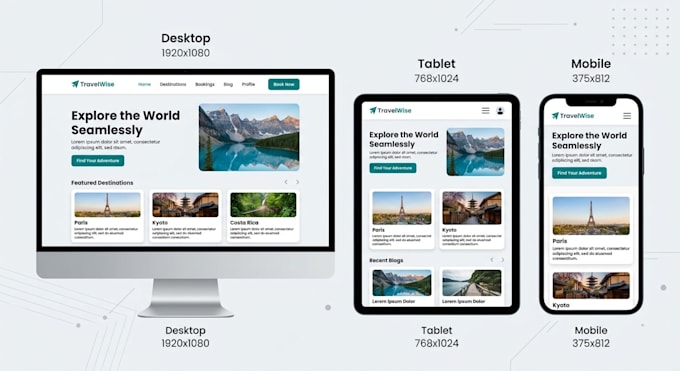 design responsive website UI UX layouts