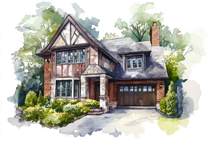 paint watercolor house portrait