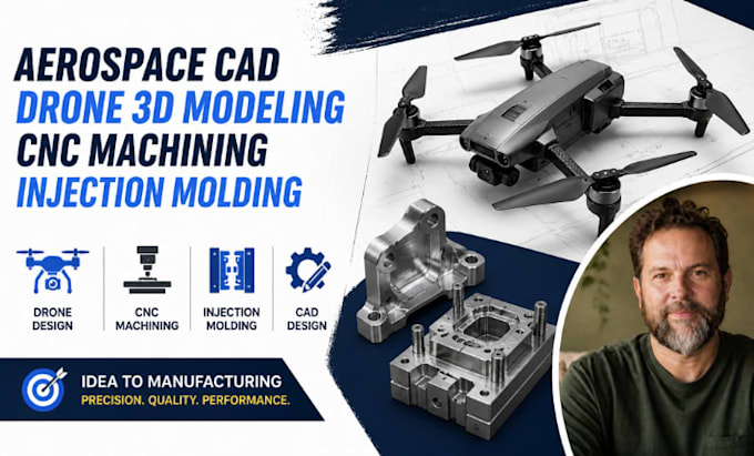 aerospace cad, drone 3d modeling, cnc machining, injection molding services