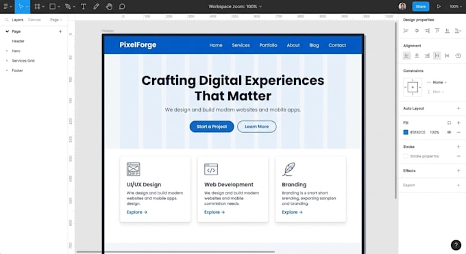 create modern website UI UX design in figma or xd