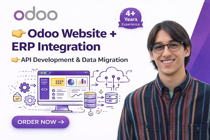 design odoo website, erp integration, API development and odoo data migration