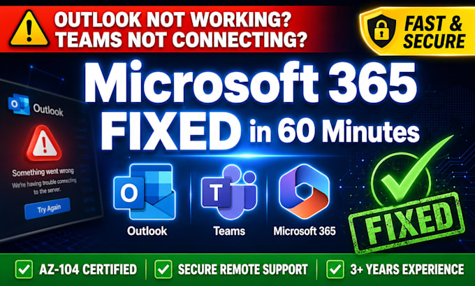 fix microsoft 365 outlook and teams issues via fast secure remote support