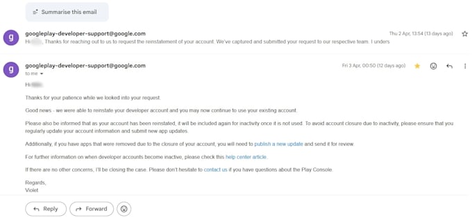 reactivate your google play console
