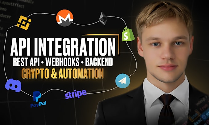 do API integration, rest API, webhooks and backend in python
