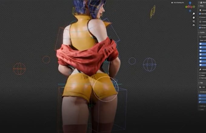 work 3d bone to nsfw,nsfw element,body flexes,jigglebone physics,blender 3d rig