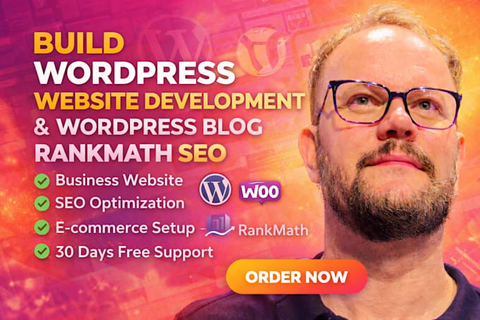 build wordpress website developmet business website wordpress blog, rankmath seo