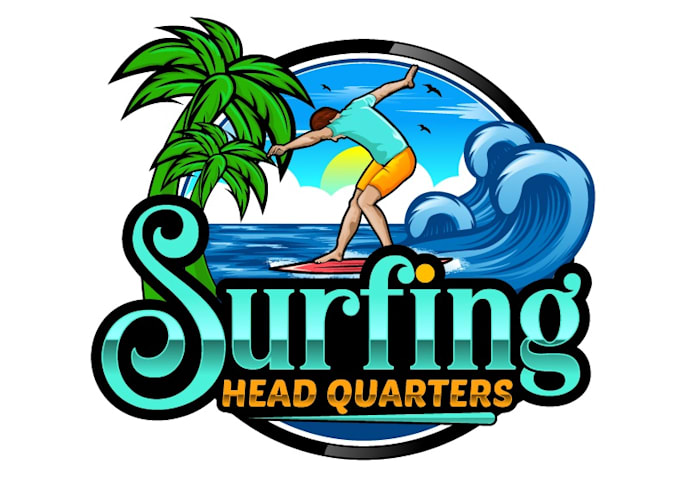 design unique surfing logo with free multiple revisions