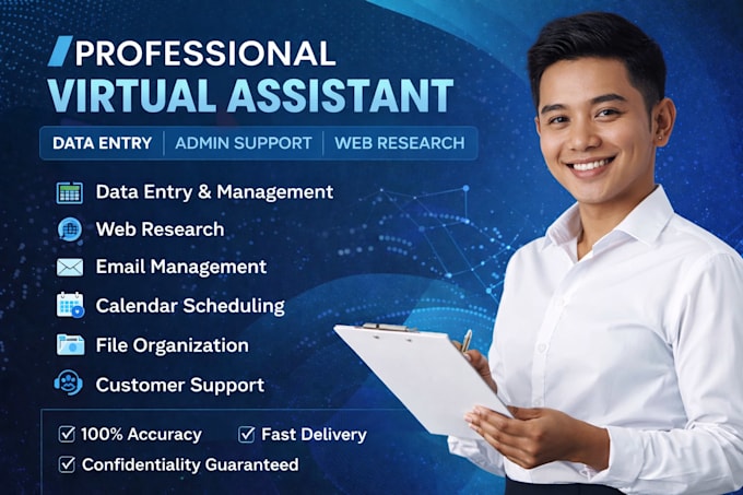 Be your professional virtual assistant for data entry and admin support ...