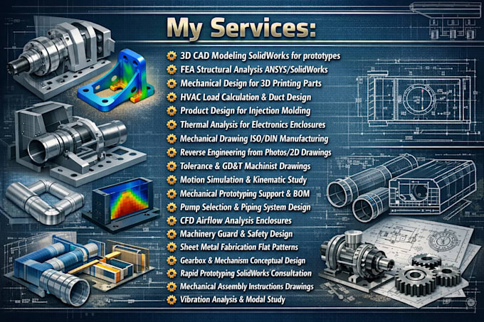Cad Model Analysis Modélisation 3d cad, prototypes solidwork, analyse fea, ansys ...