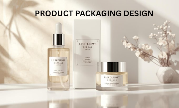 create product packaging design, bottle, box and cosmetic packaging render