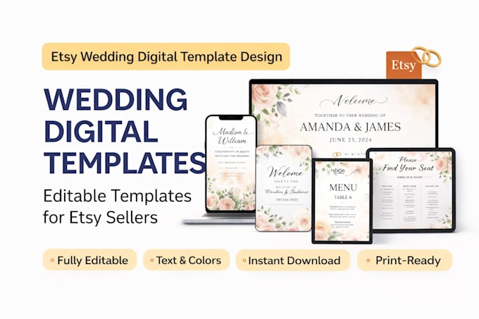 create printable wedding invitation templates ready to sell on etsy