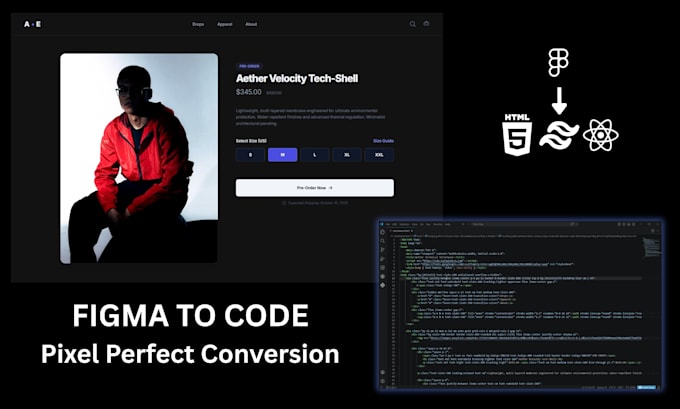 convert figma to react, tailwind CSS, or HTML CSS