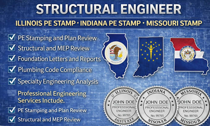 Structural engineer pe stamp illinois pe stamp indiana pe stamp ...