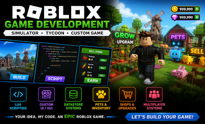 develop roblox full game, steal a brainrot, grow a garden, simulator game