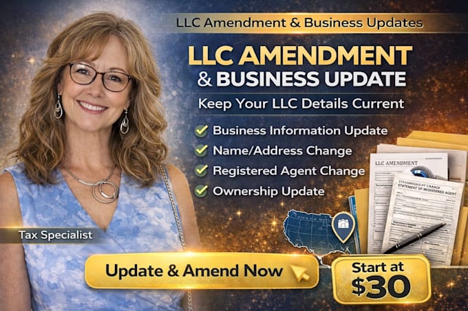 prepare llc amendment, llc address change, registered agent change, amend llc