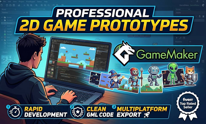 develop a professional 2d game prototype in gamemaker