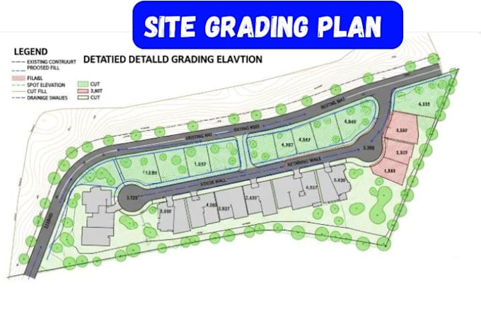 design site grading plan using autocad, erosion plan, site plan, utility plan