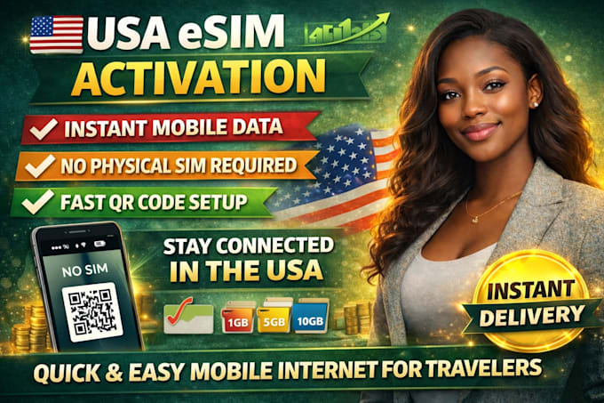 provide USA esim with instant activation and mobile data setup