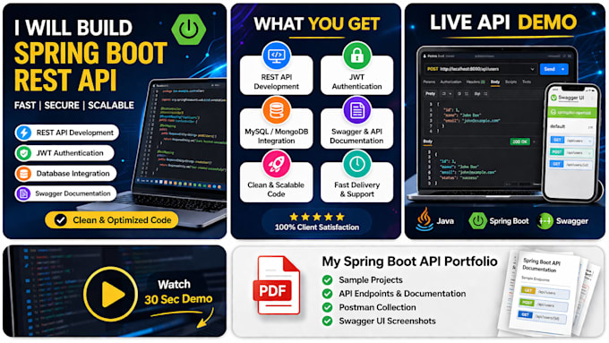 develop spring boot rest api with jwt authentication and thymleaf