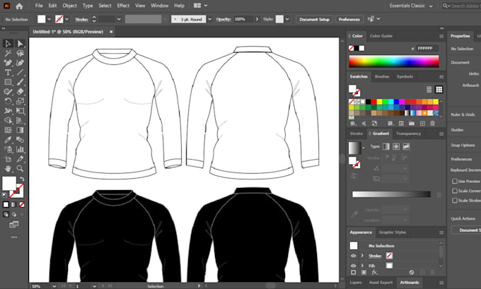 create performance compression shirts tech pack design for gym sports brands