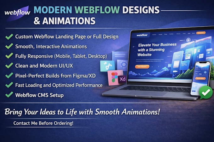 design webflow landing page, webflow website with animations