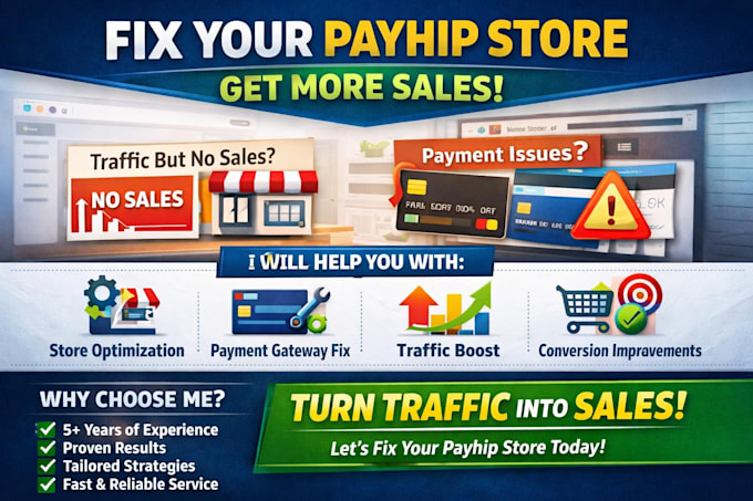 fix payhip store website traffic seo problem setup funnel but no sales problem