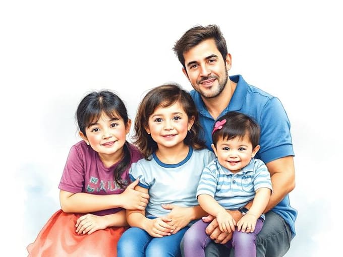 make watercolor family portraitc