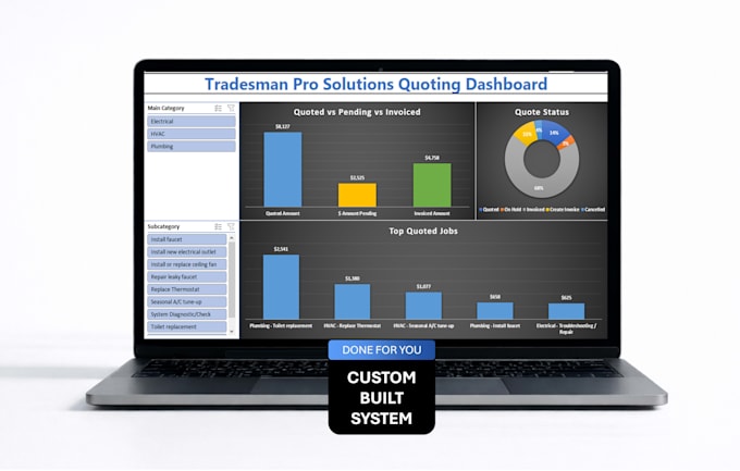 create an excel invoicing and job system for contractors