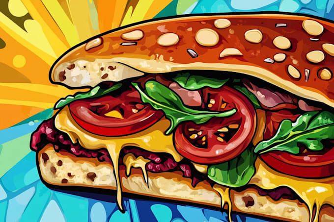 make a food pop art illustration