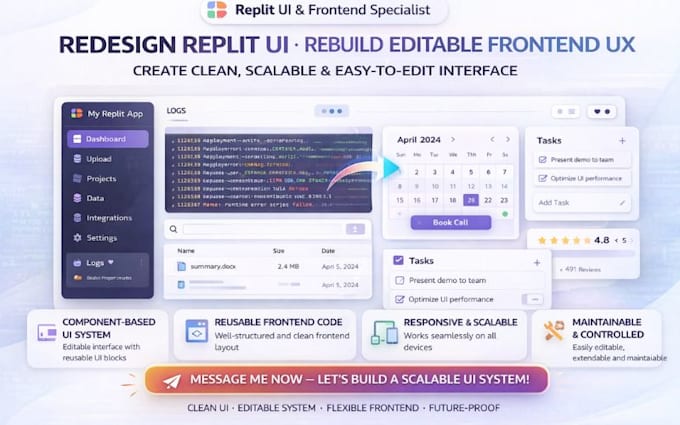 redesign replit UI rebuild replit UI editable replit UX rebuild replit frontend