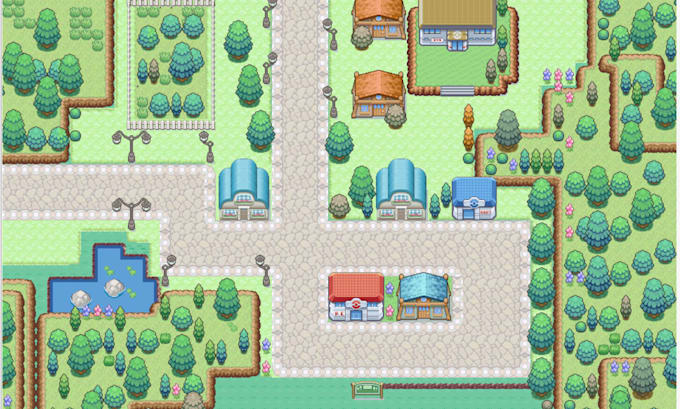 create top down pokemon style pixel art tilesets, tilemap, and rpg and rom hack