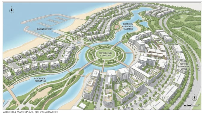 create masterplan 3d rendering and site plan visualization