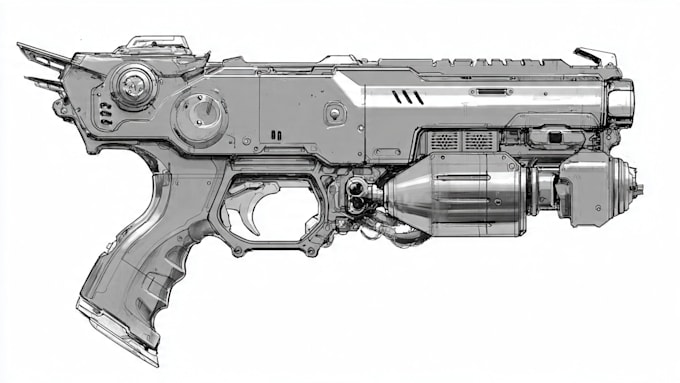 high quality weapon concept art for gaming and more