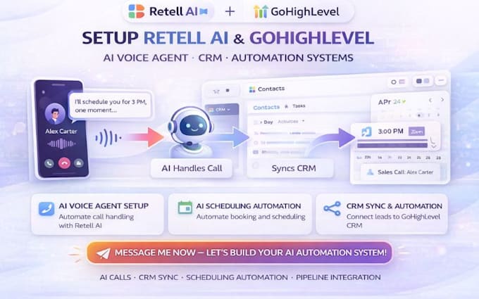 setup retell ai gohighlevel workflow ai agent CRM sync and ai scheduling system