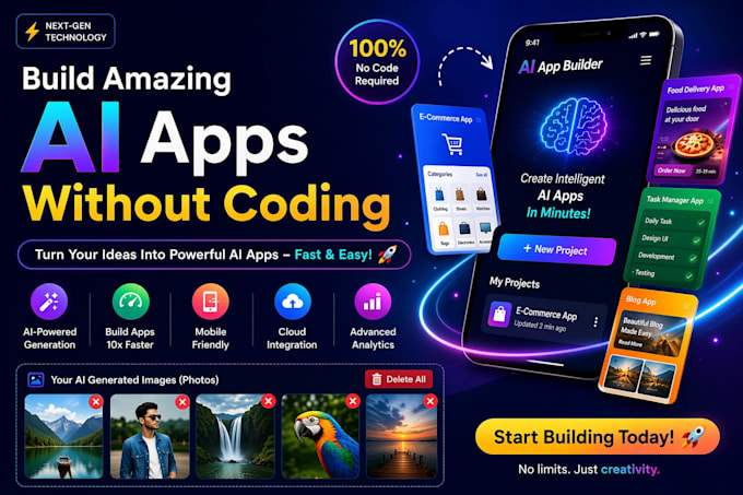 develop ai  website, chatbot, saas app, android ios using flutter react next js