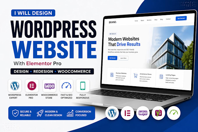 design modern wordpress website, elementor website, ecommerce website
