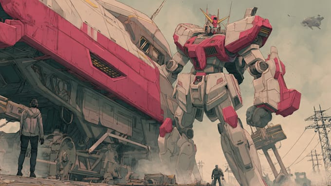 create retro mecha or scifi gundam art