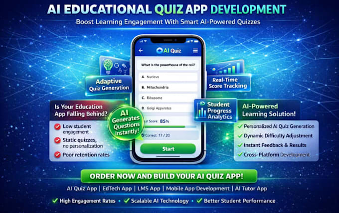 develop educational app, quiz app, ai quiz app, learning app, kids learning app
