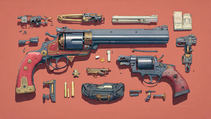 draw custom weapon gun art illustrations or concept