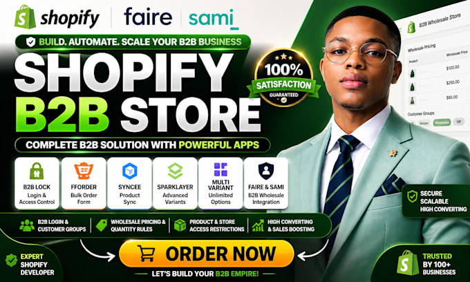setup shopify faire sami b2b lock fforder syncee sparklayer multivariant website