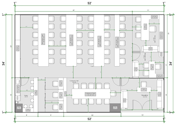 design office interior layout with furniture plan