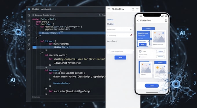 develop mobile app using flutter react native flutterflow ai app development
