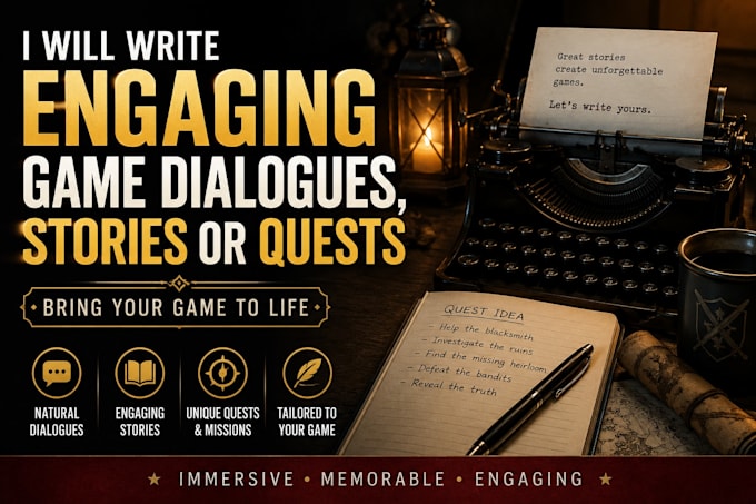 write engaging game dialogue, quests and story scenes