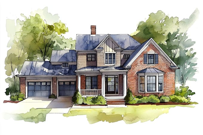 do an watercolor house portrait