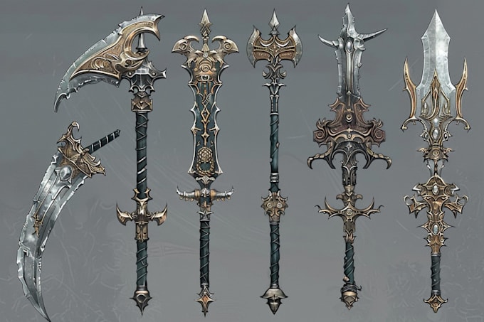 create unique fantasy weapon designs and citems