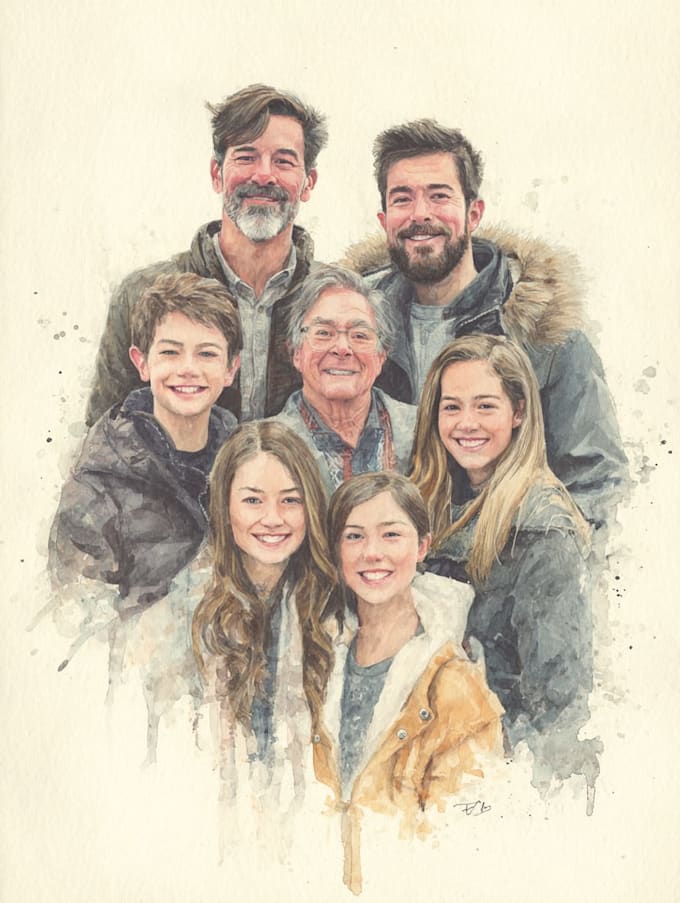 make watercolor family portrait