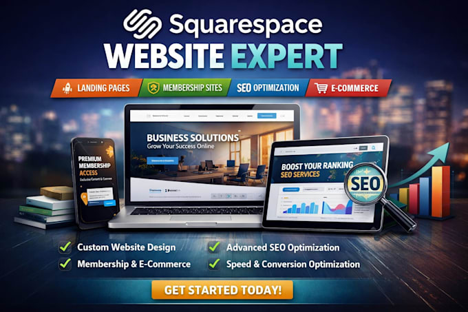 design squarespace website landing page seo membership development optimization